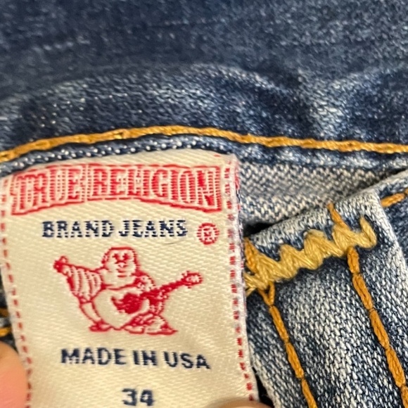 Vintage True Religion Rope Stitching Distressed Men's Jeans Flap Pocket, 32x30 - Picture 6 of 12